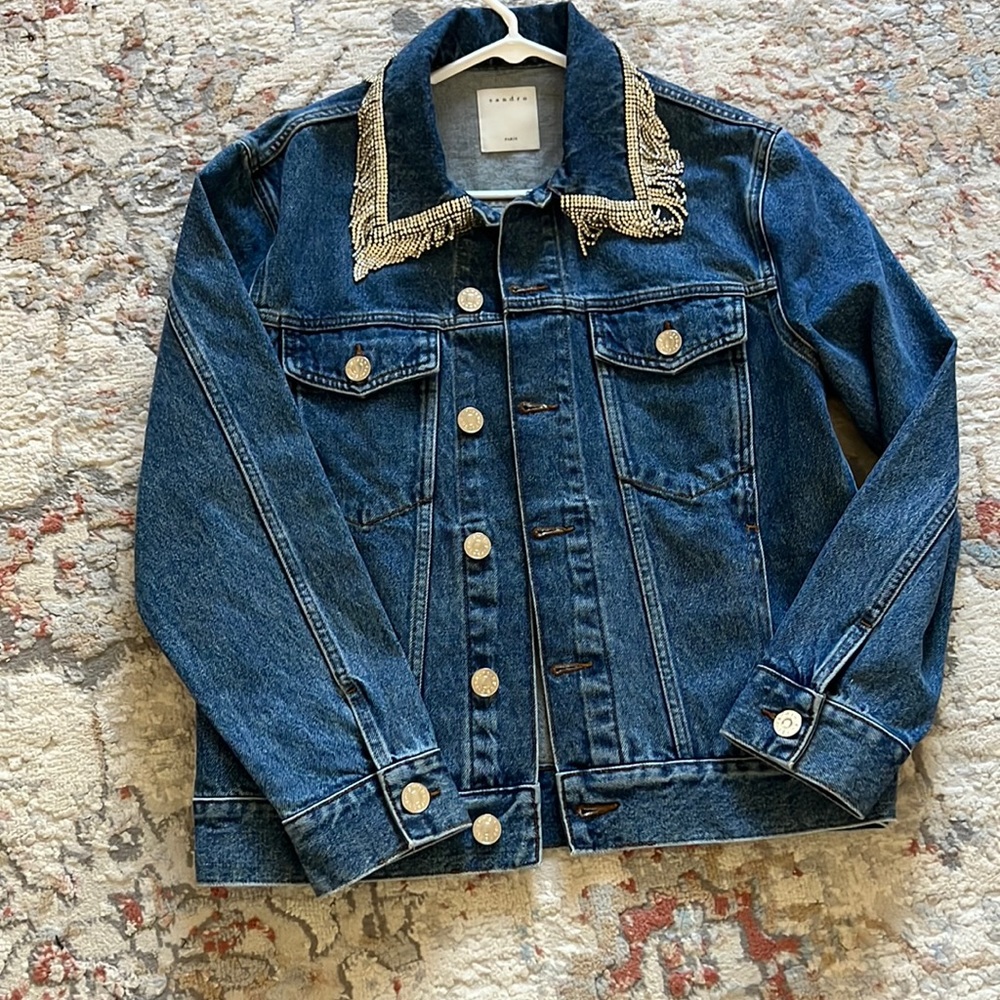 Sandro Denim Jacket Sparkle